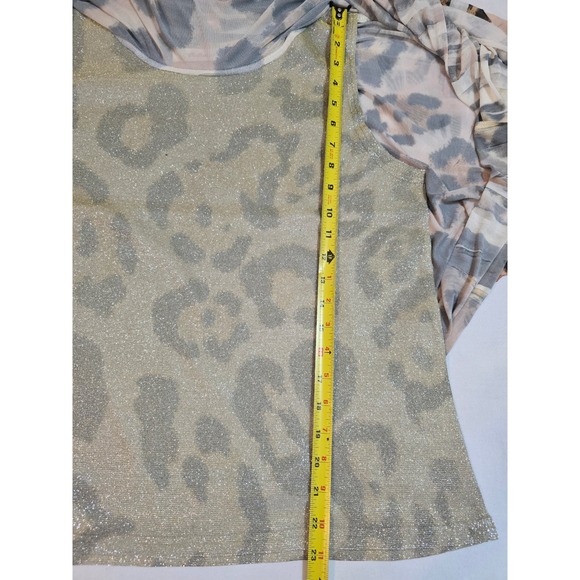 The Shabby Tree Leopard Print Sheer Overlay Poncho style Top size XL Sparkle New - Picture 14 of 16